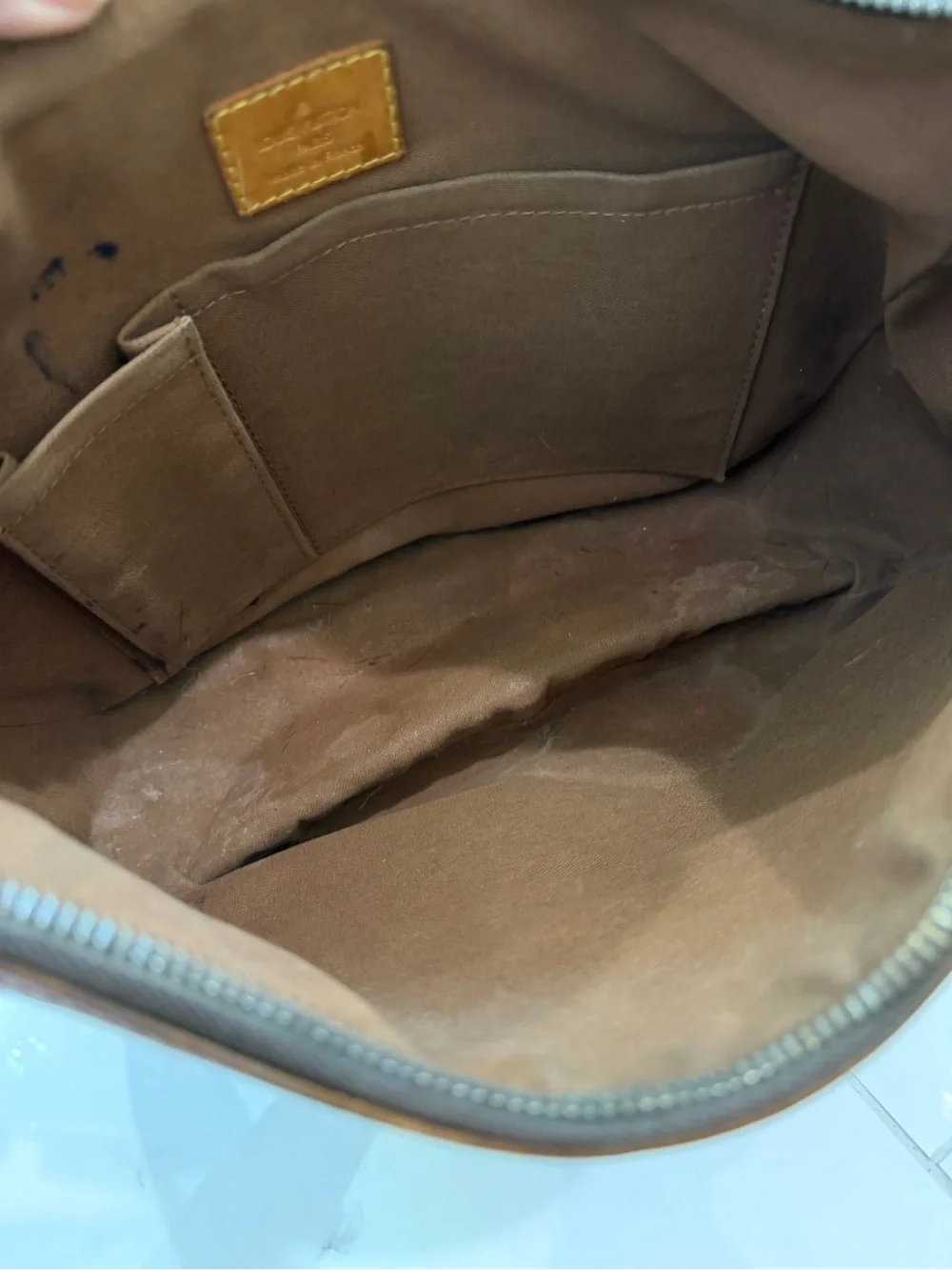 Louis Vuitton Monogram Canvas Hobo Bag with Brown Leather Trim